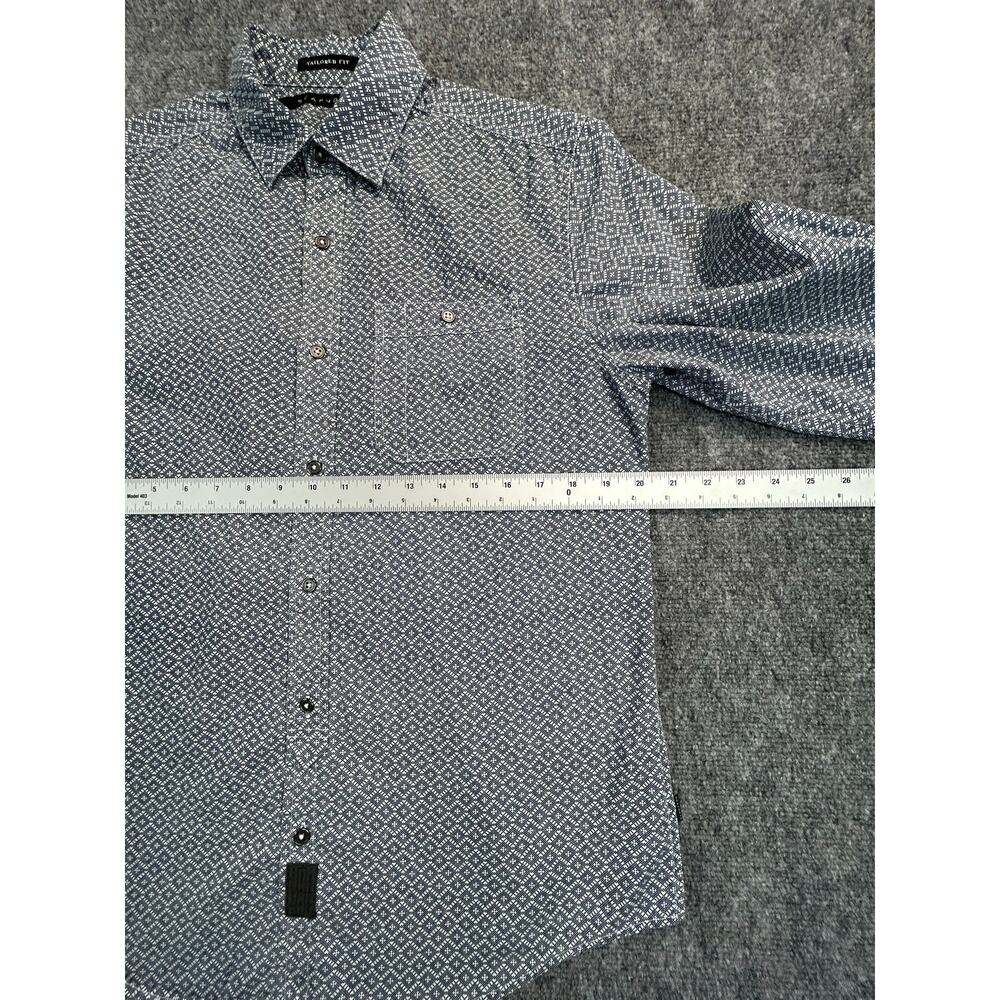 Sean John Y2K Tailored Fit Geometric Button Up Shirt Men's M Blue Cotton Casual - Picture 10 of 10